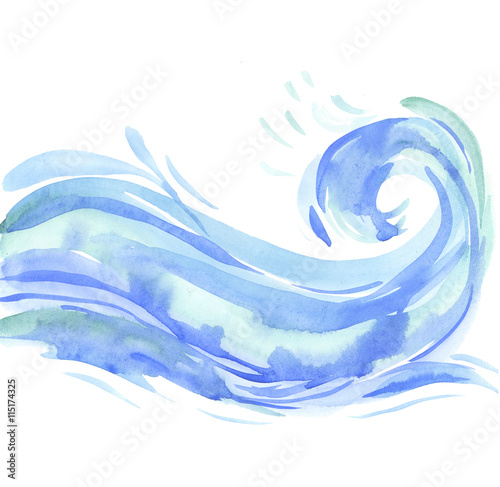 Obraz na płótnie wzór tła fale. ilustracja akwarela morze. niebieski wate
