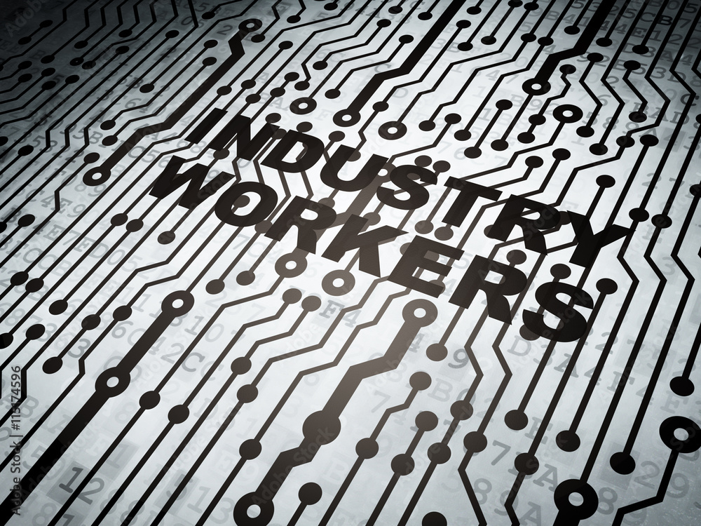 Manufacuring concept: circuit board with Industry Workers Manufacuring concept: circuit board with Industry Workers
