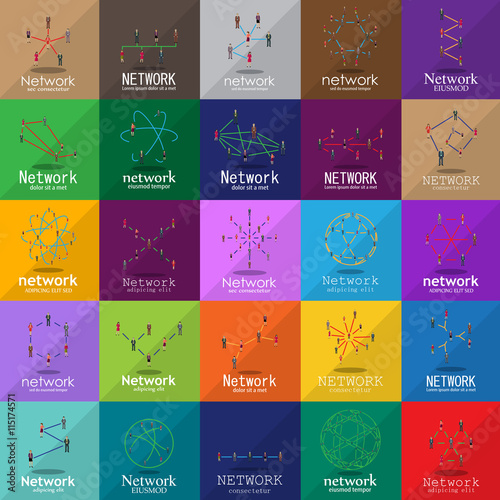 3D People Network Icons Set - Isolated On Mosaic Background - Vector Illustration, Graphic Design. For Web, Websites, Print Materials