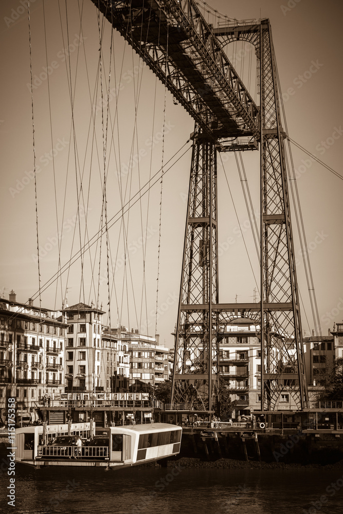 Obraz premium The Bizkaia suspension bridge in Portugalete, Spain