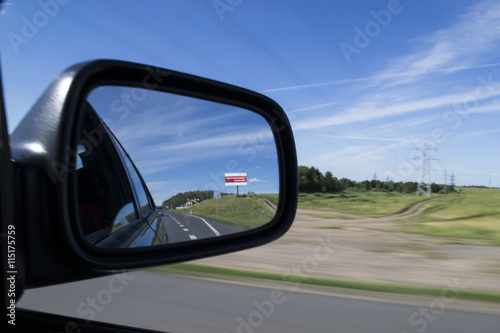 View to the right of the car mirror 