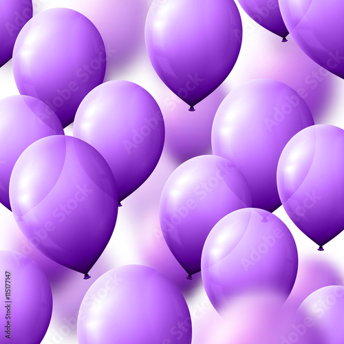 Background with balloons for greeting cards. Realistic balloons lilac