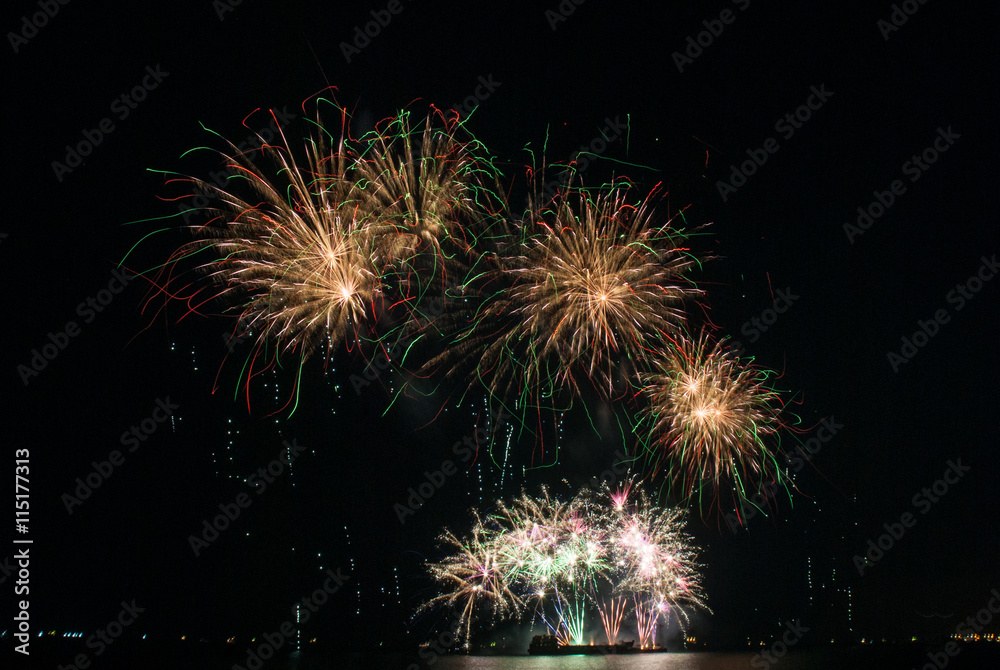 fireworks display lights up the night sky