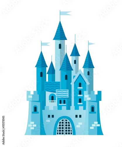 Illustration of a cute blue castle vector