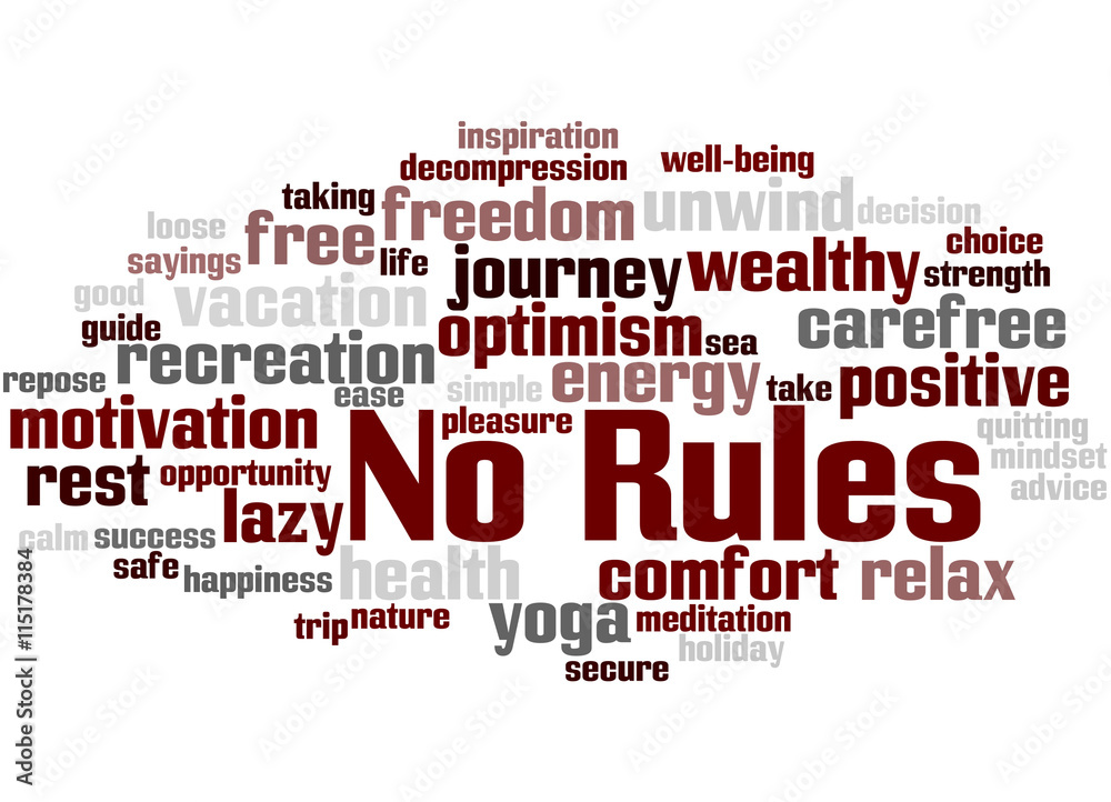 No Rules, word cloud concept No Rules, word cloud concept