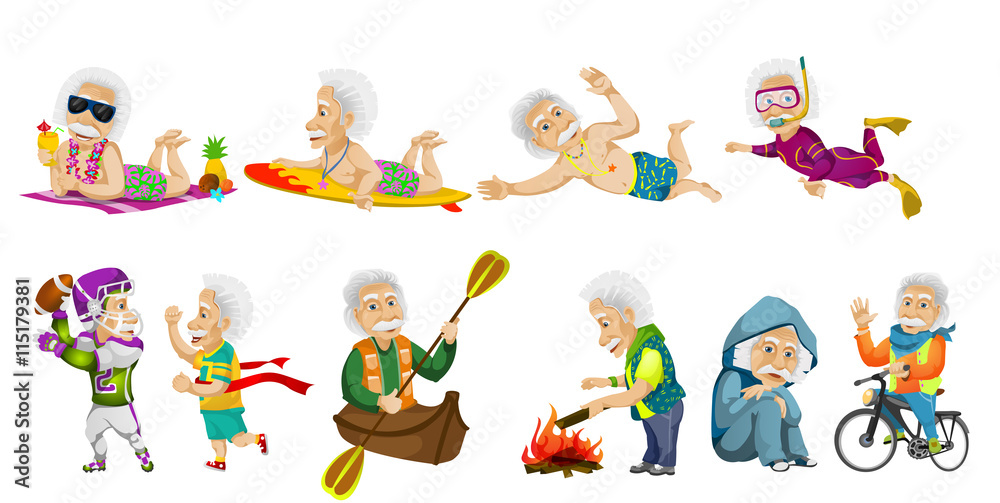 Vector set of old sports man illustrations. Vector set of old sports man illustrations.