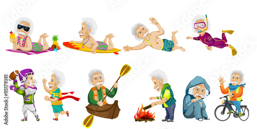 Vector set of old sports man illustrations. © Visual Generation