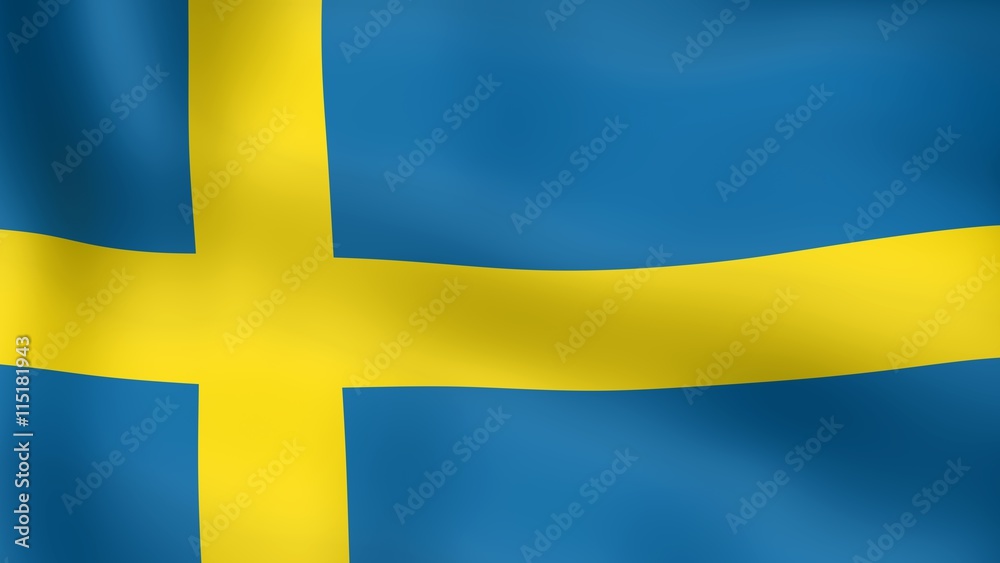 Flag of Sweden, fluttering in the wind. 3D illustration.
Flag of Sweden, fluttering in the wind. 3D illustration.