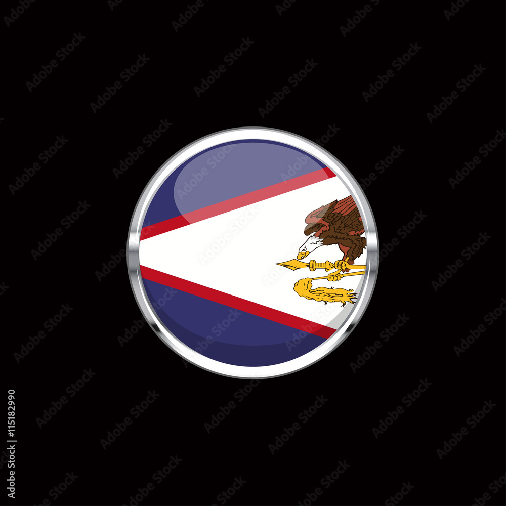 Obraz premium Vector flat style Territory of American Samoa state flag. Official design of American Samoa flag. Symbol with eagle and snake. Independence day, holiday, web button illustration template. Add text