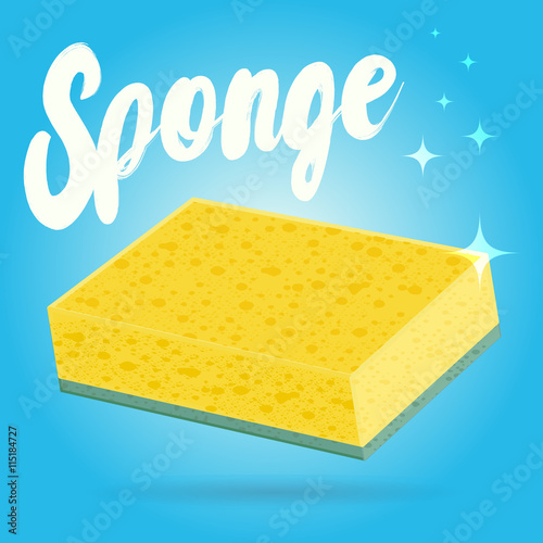 Vector kitchen sponge, scrub household cleaning tool