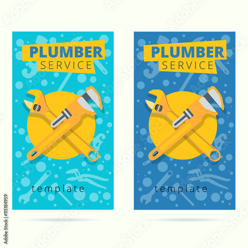 Set of vector plumber service concept business card design. Plumbing