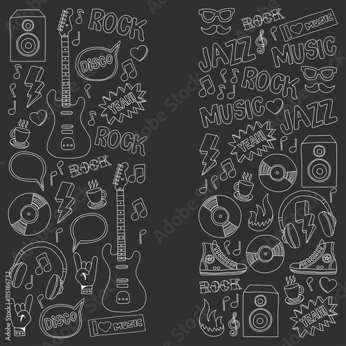 Vector doodle set Music and sound