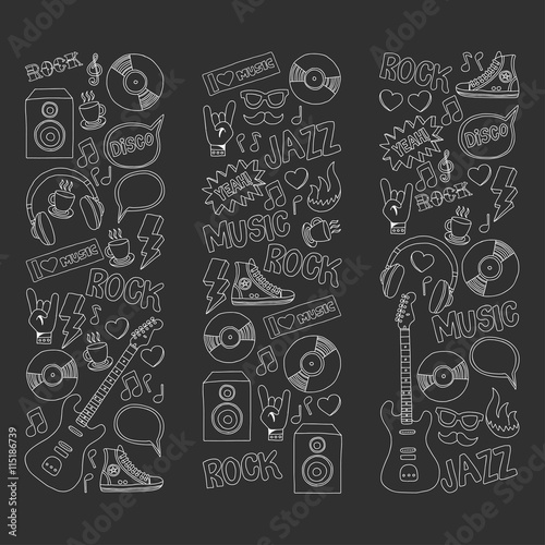 Vector doodle set Music and sound