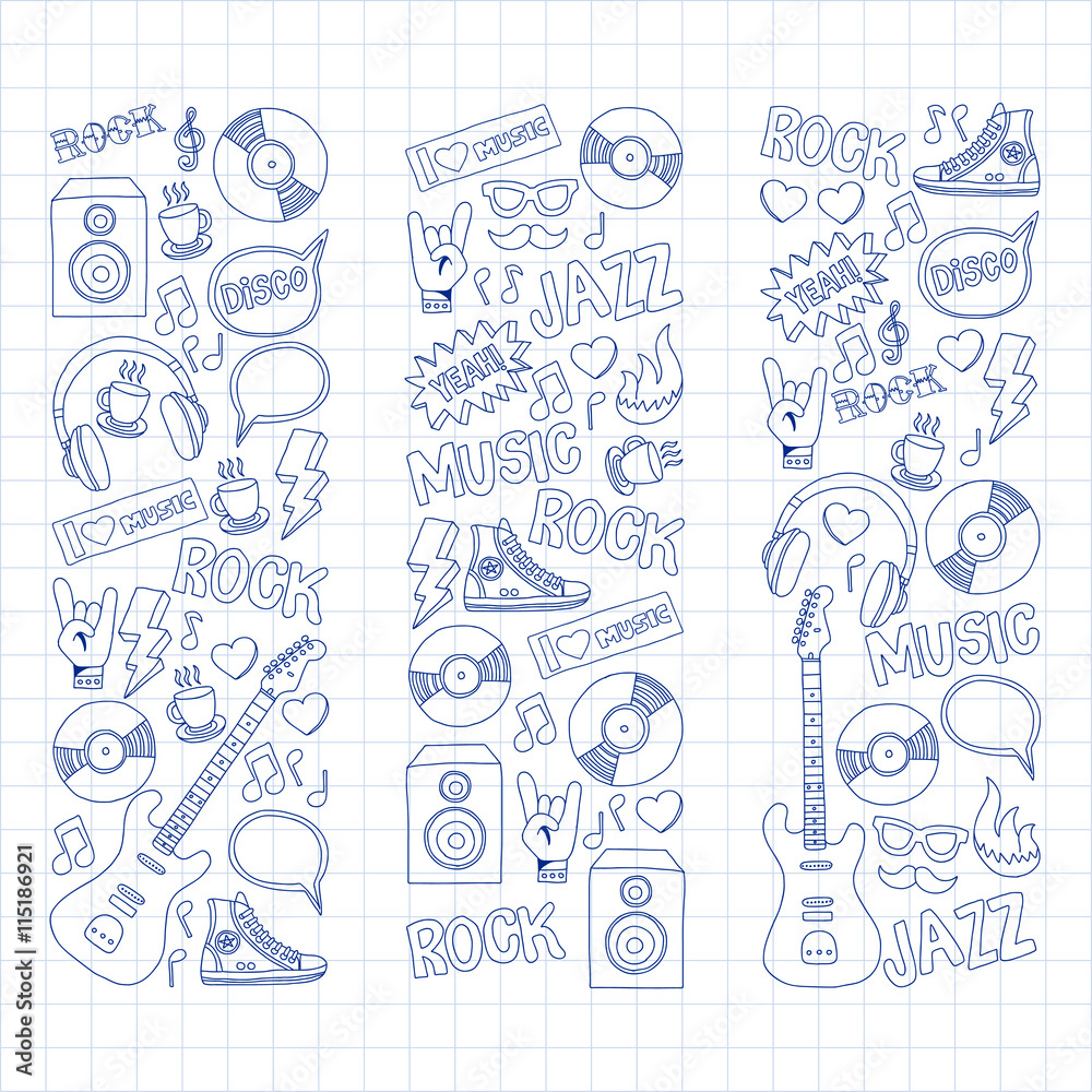 Doodle vector icons Music and sound Doodle vector icons Music and sound