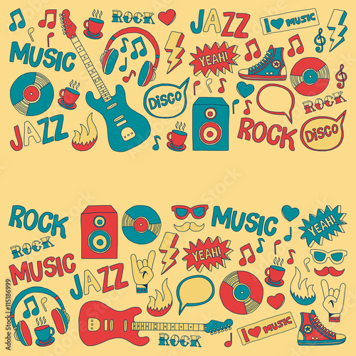 Doodle vector icons Music and sound © rudut2015