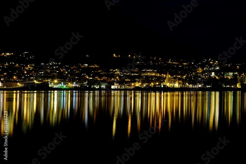 The village and the lake at night