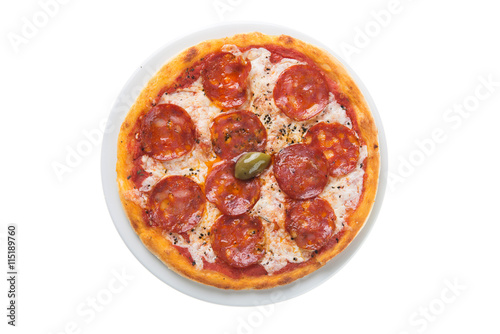 Pizza siciliana isolated on white background