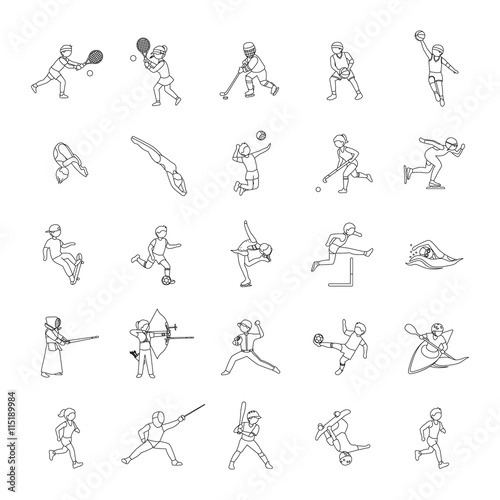 Sports I outlines vector icons