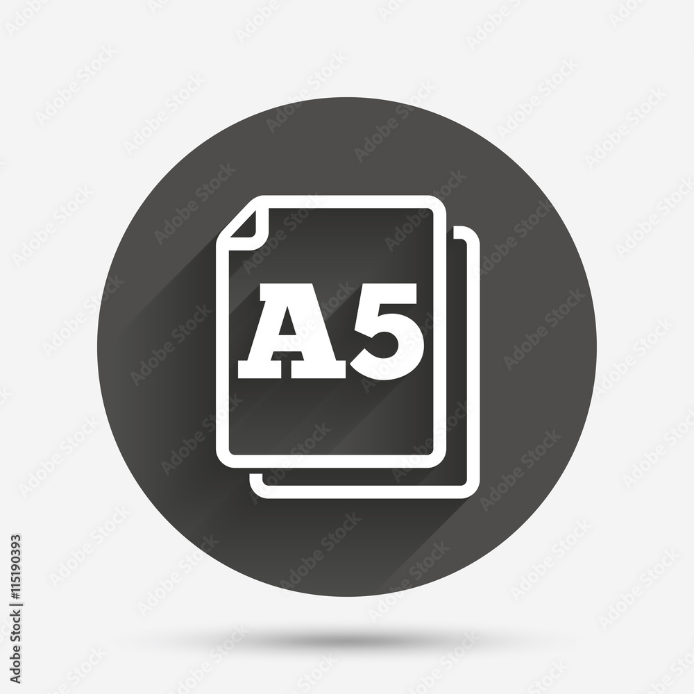 Paper size A5 standard icon. Document symbol. Paper size A5 standard icon. Document symbol.