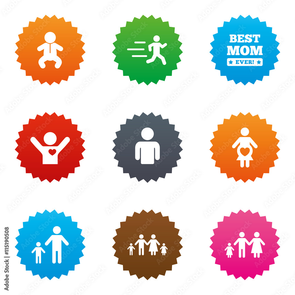 People, family icons. Maternity sign.