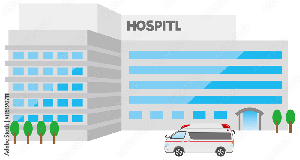 総合病院と救急車のイメージイラスト Stock Vector Adobe Stock