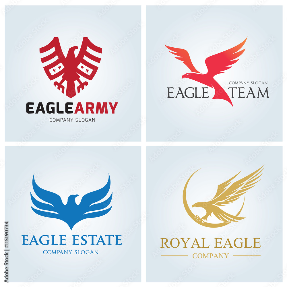 Fototapeta premium Eagle logo set. Bird logo. Phoenix logo. Wing logo. Vector logo template.