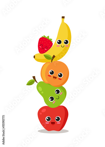 Cute fruits piled