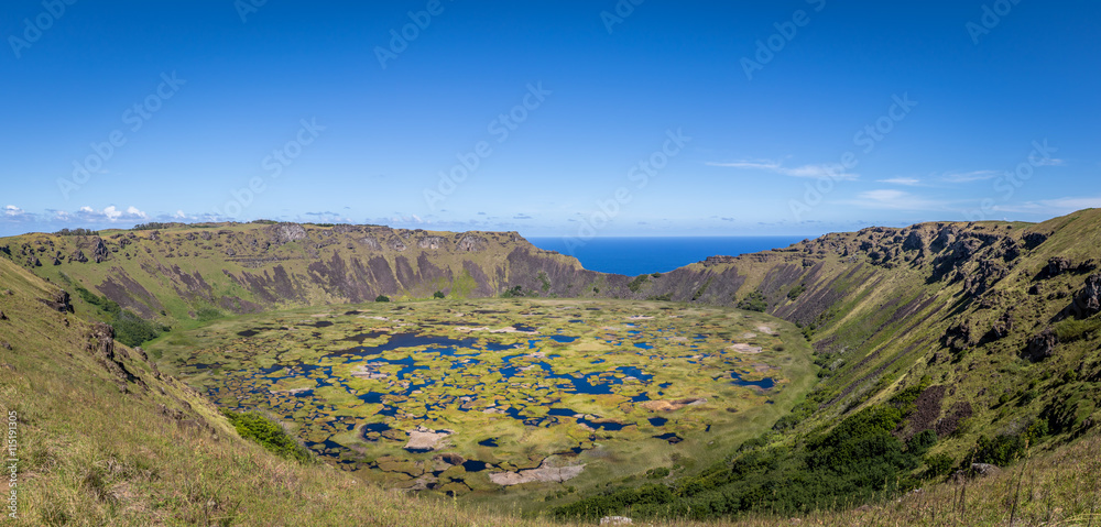 Crater of Vulcano Rano Kau in Easter Island