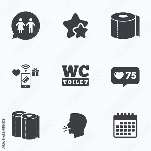 Toilet paper icons. Gents and ladies room.