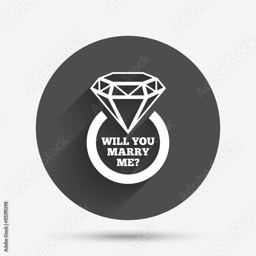 Marry me ring sign icon. Engagement symbol.