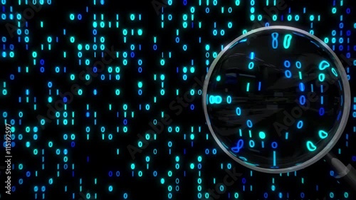 Data under magnifying glass binary spying spyglass 4k

