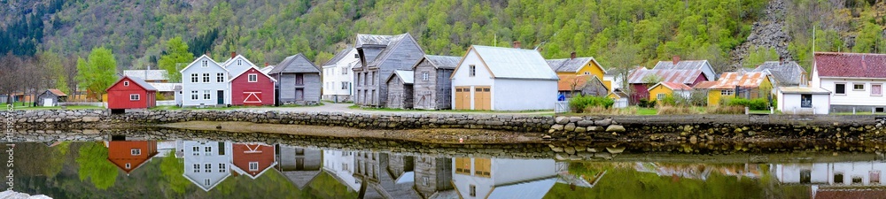 Scandinavian house and lake Scandinavian house and lake