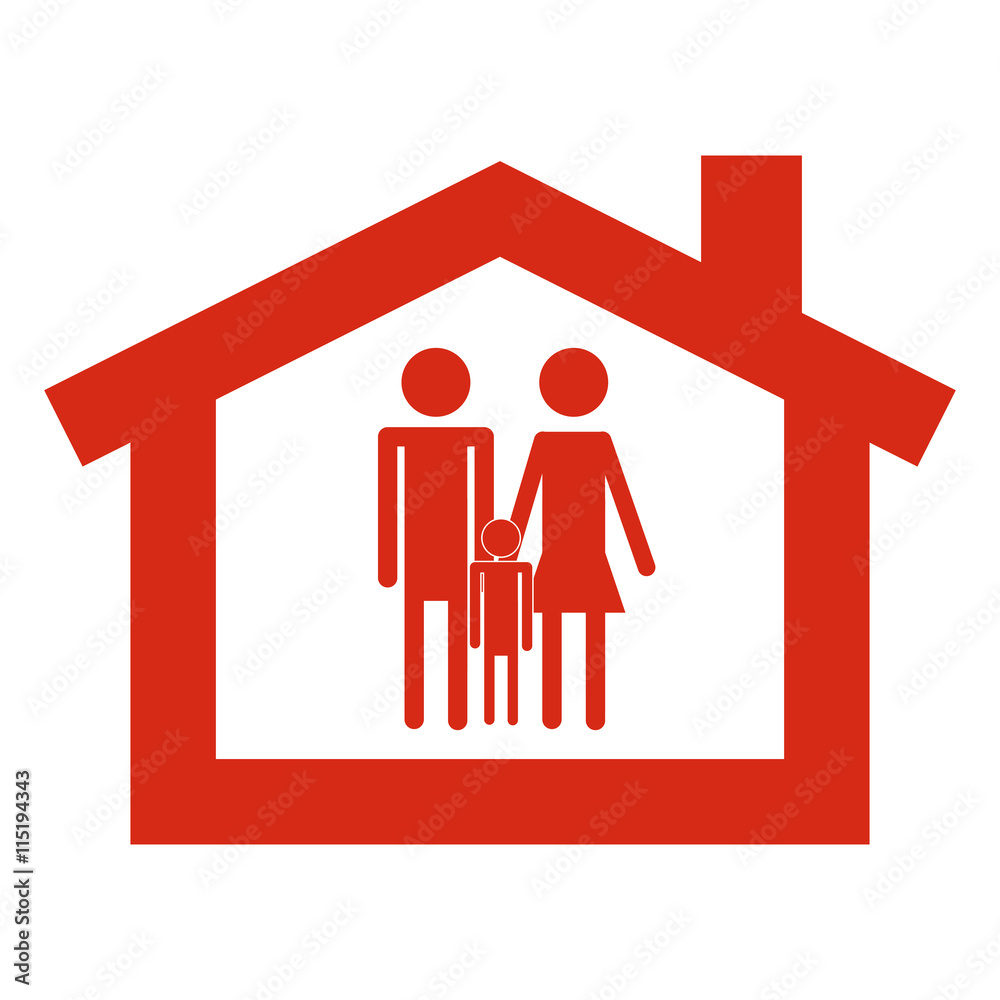 house with conventional family pictogram icon house with conventional family pictogram icon