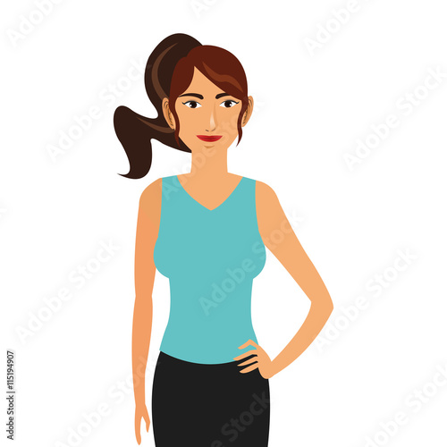 woman wearing sportswear and ponytail icon