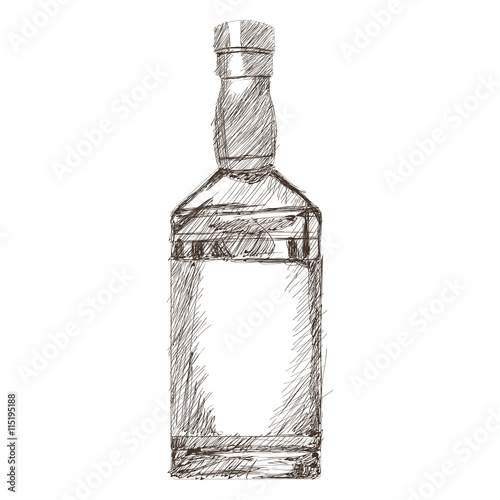 liquor bottle sketch icon