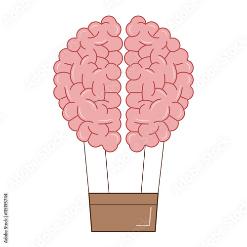 human brain hot air balloon icon