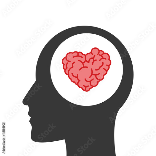 heart shaped brain inside human head