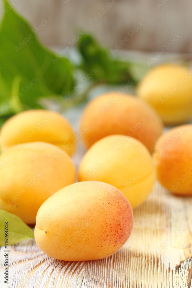 Ripe apricots on the table