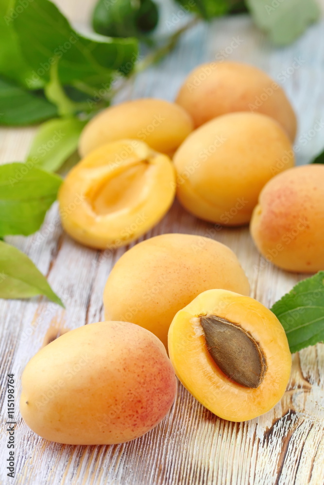 Ripe apricots on the table
