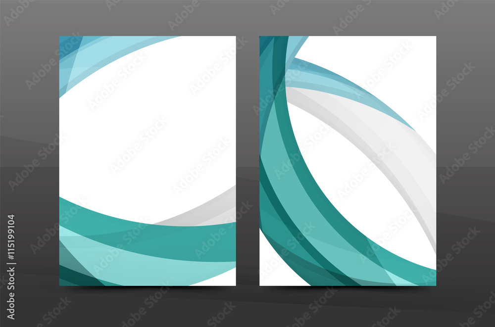 Color waves abstract background geometric A4 business print template