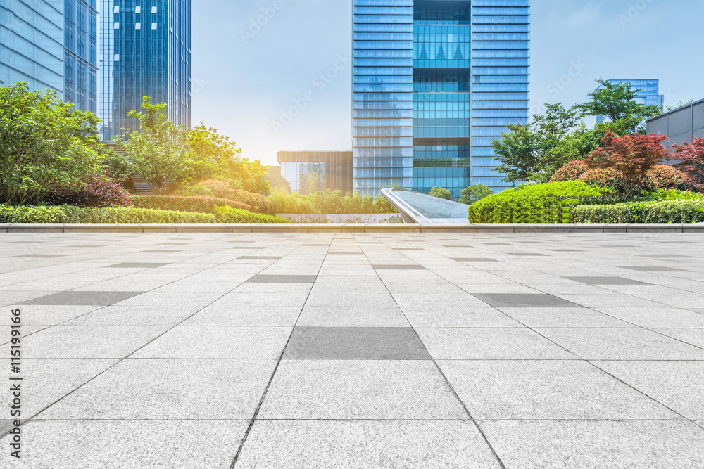 Fototapeta premium empty square with modern buildings background