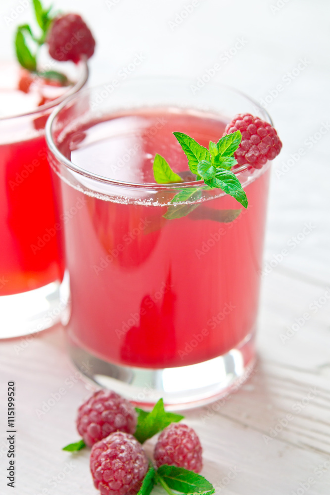 Refreshing raspberry drink with mint Refreshing raspberry drink with mint