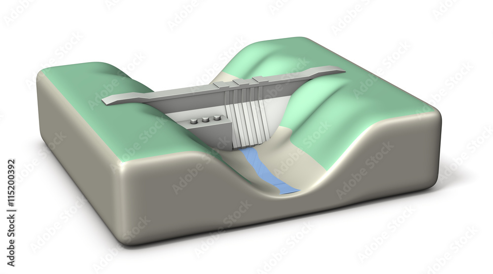 渇水を表すダムのミニチュア模型 渇水を表すダムのミニチュア模型