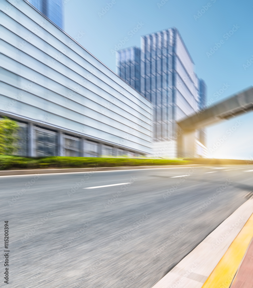 empty road front of modern buildings empty road front of modern buildings