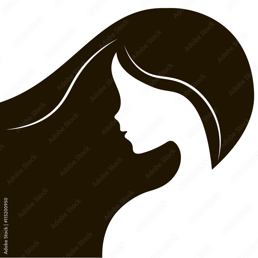 Elegant silhouette greeting card design with illustration of young girl.  Fashion profile beauty salon. abstract girl hair. flat design concept for  beauty salon, spa, massage, cosmetic shop. Stock Vector | Adobe Stock