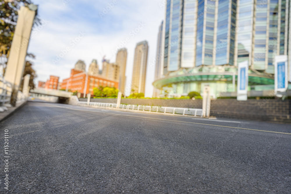 empty road front of modern buildings