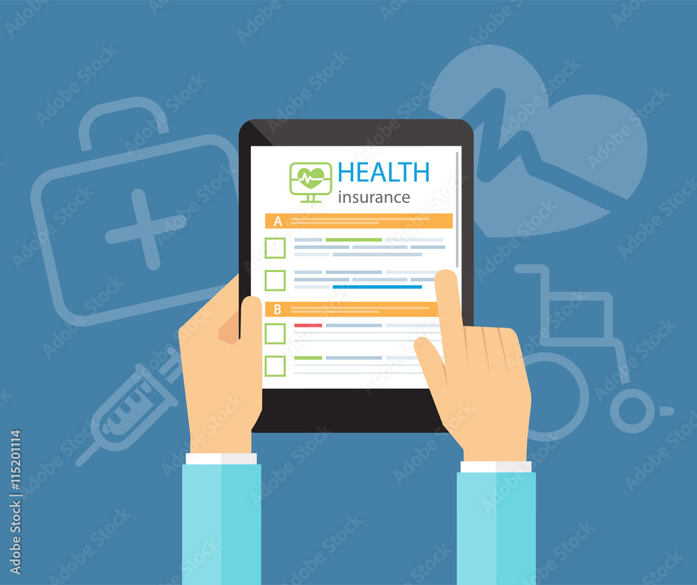 flat vector health insurance on tablet mobile application concept
flat vector health insurance on tablet mobile application concept