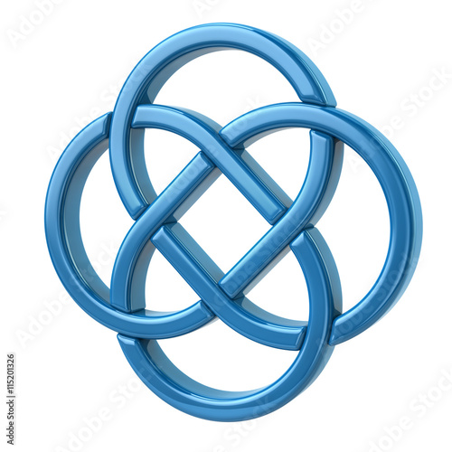 3d illustration of endless celtic knot isolated on white background
