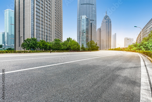 empty road front of modern buildings