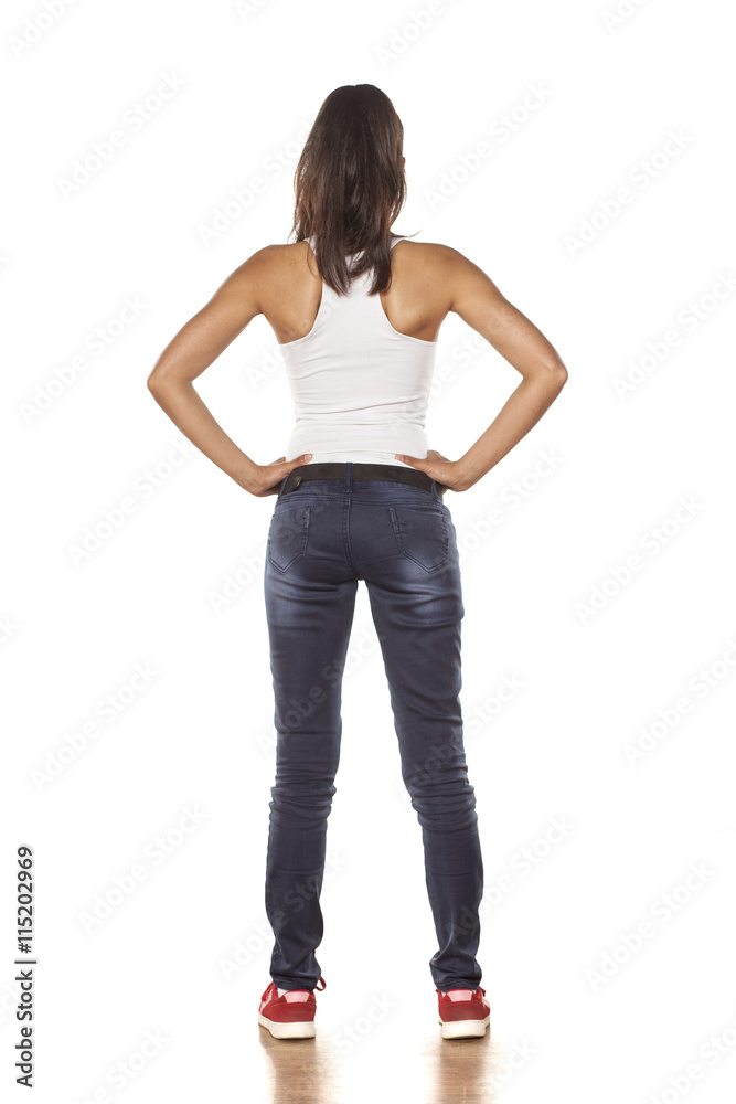 young cute latina in jeans from behind Stock Photo | Adobe Stock